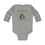 Thumbnail: Heather Grey Merry Christmas Penguins Infant Long Sleeve Bodysuit Onesie Has Penguins Standing in Front of Christmas Tree