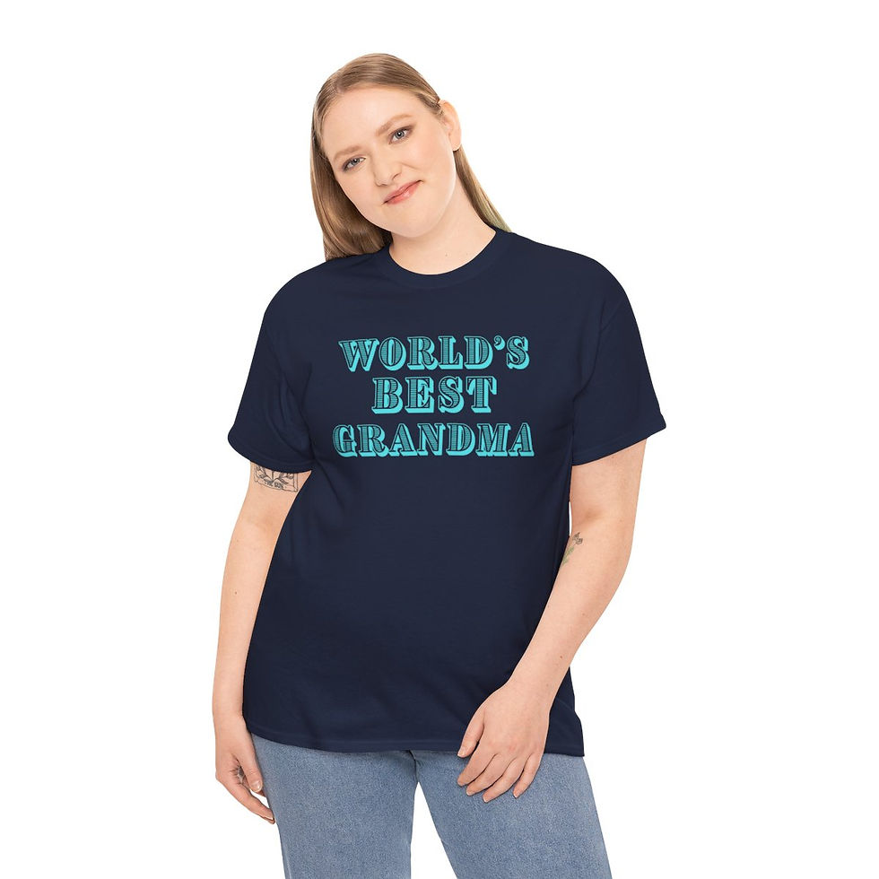 Thumbnail: World's Best Grandma Turquoise Adult Cotton Shirt/ Tee/ T-shirt
