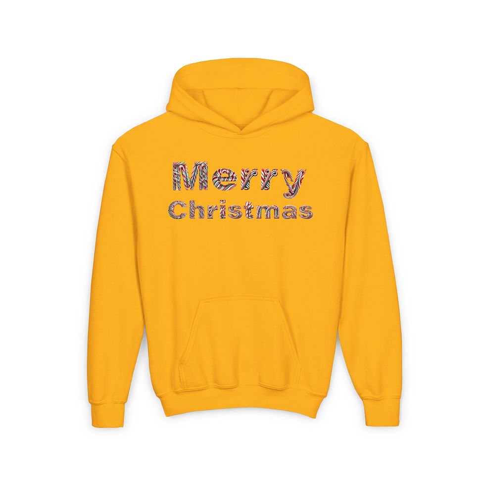 Thumbnail: Merry Christmas with Candy Cane Design Youth Kids Unisex Christmas Hoodie 