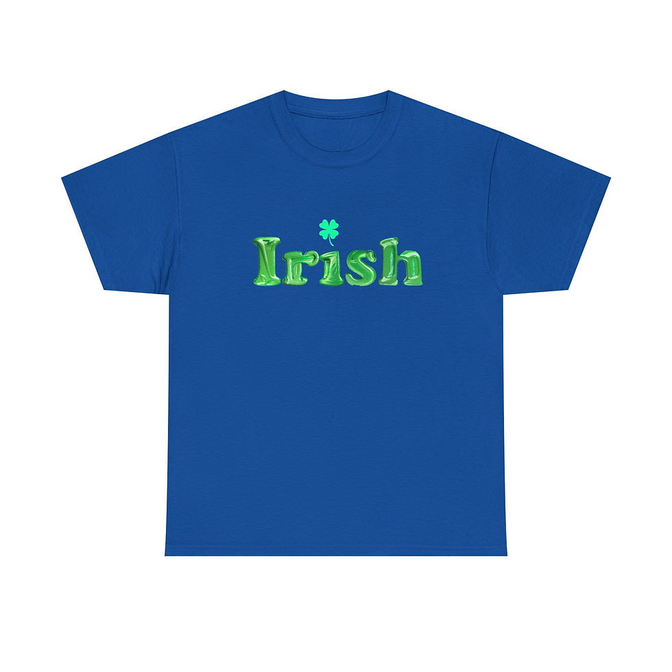 Thumbnail: Irish Shamrock with Green Letters Adult Unisex Cotton Short Sleeve Shirt/ Tee