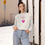 Thumbnail: White Happy Valentine's Day Women's Cropped Fleece Sweatshirt with Pink Heart and Pink Font