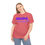 Thumbnail: Coral Silk Peach She-E-O energy (CEO) Purple & Pink Fonts Adult Short Sleeve Tee/ T-Shirt/ Shirt with Lightning Bolt Graphic