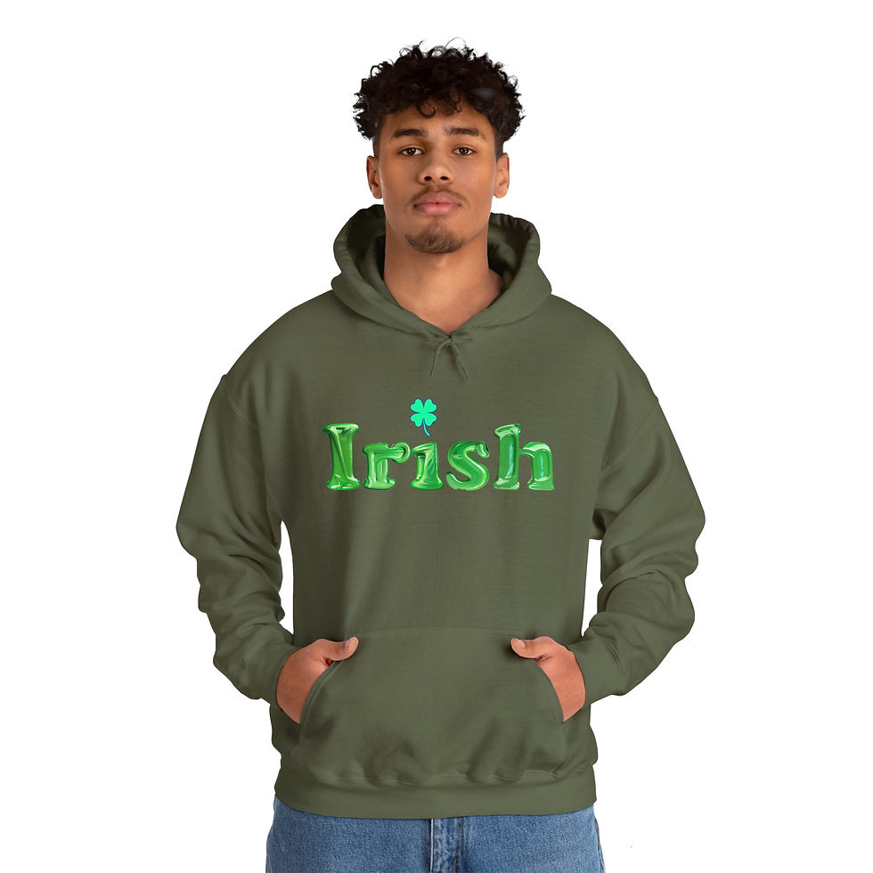 Thumbnail: Irish Shamrock with Green Letters Adult Unisex Hooded Sweatshirt/ Hoodie