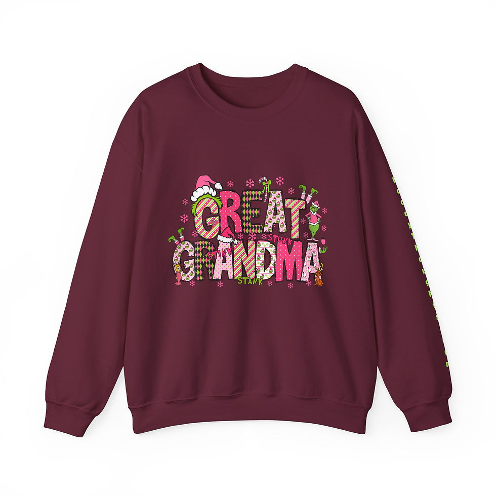 Thumbnail: Great Grandma Grinch Adult Christmas Sweatshirt Personalize Name 1-12 More Color