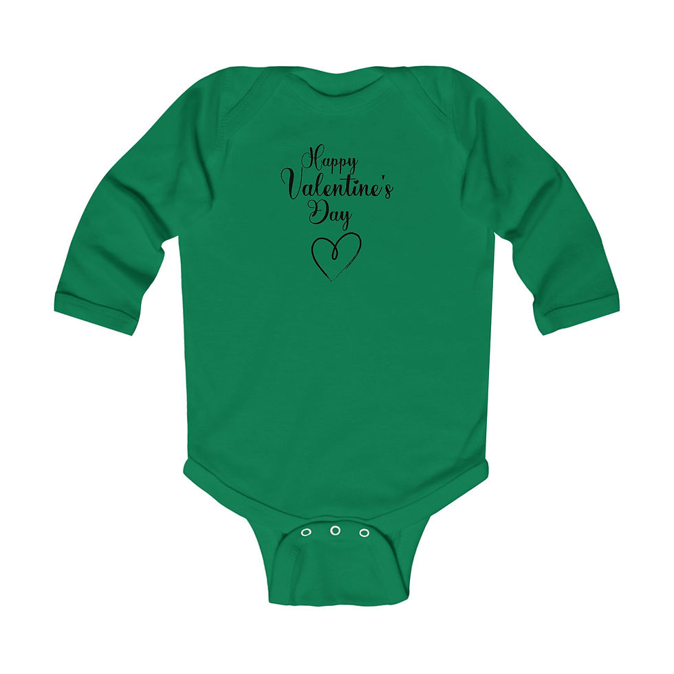 Thumbnail: Happy Valentine's Day Black Heart Infant Baby Long Sleeve Bodysuit/ Onesie 