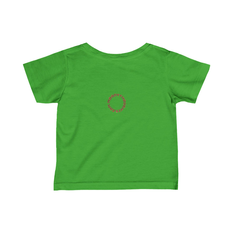 Thumbnail: Apple Green Merry Christmas Reindeer Infant Baby Short Sleeve Tee/ T-shirt the Back has Moody Thoughts