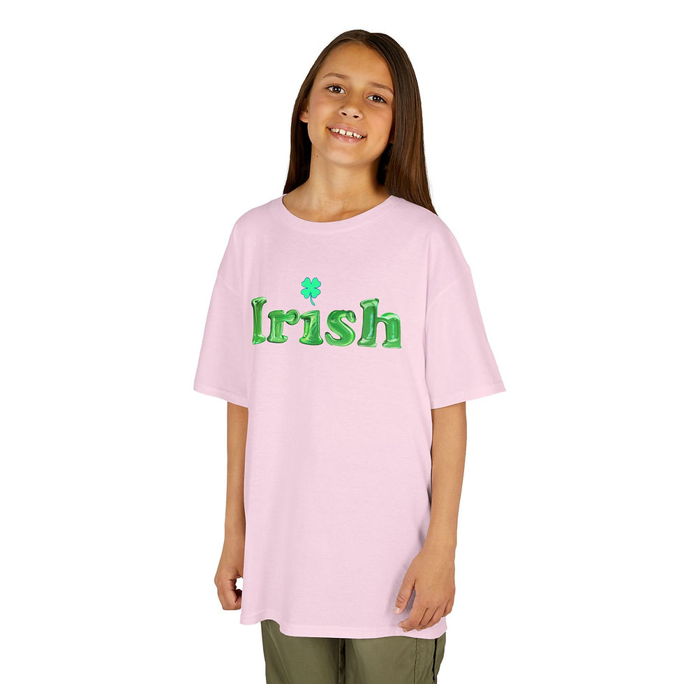 Thumbnail: Irish Shamrock with Green Letters Youth Kids Cotton Short Sleeve Shirt/ Tee