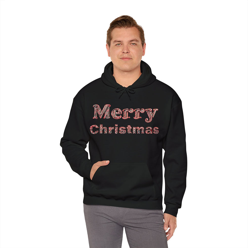 Thumbnail: Merry Christmas w/ Candy Cane Design Adult Unisex Christmas Hoodie Matching Fam