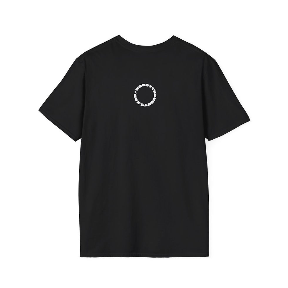 Thumbnail: Black America Land Free Home Brave Eagle Flag Adult Unisex Softstyle Cotton Short Sleeve Tee the Back has Moody Thoughts