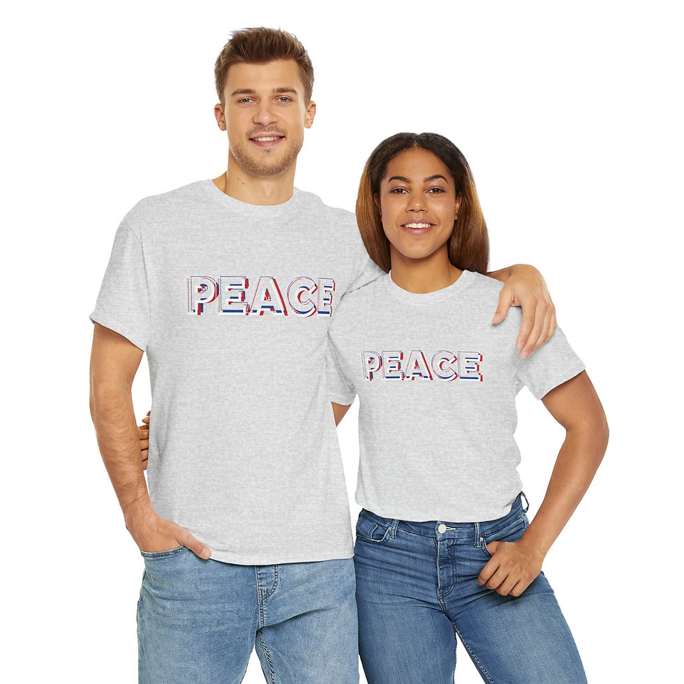 Thumbnail: Peace Adult Unisex Short Sleeve Cotton Shirt/ Tee/ T-shirt Matching Family Sizes