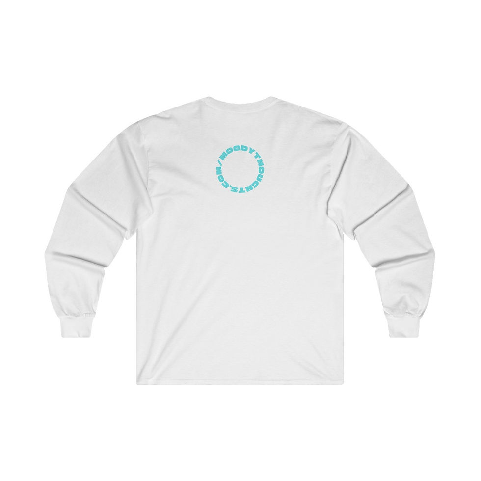 Thumbnail: White World's Best Mom Turquoise Heart Adult Cotton Long Sleeve Shirt/ Tee/T-shirt the Back has Moody Thoughts