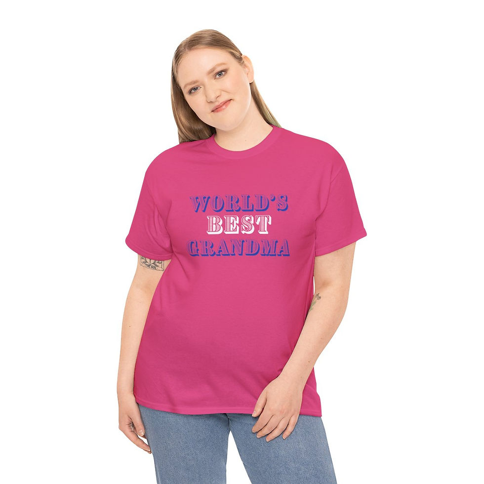 Thumbnail: World's Best Grandma Blue & White Adult Cotton Shirt/ Tee/ T-shirt