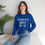 Thumbnail: Royal Blue World's Best Mom White Heart Adult Crewneck Sweatshirt Featuring a White Heart and Letters that Pop