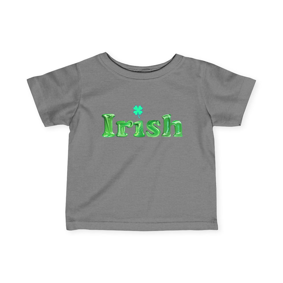 Thumbnail: Granite Heather Irish Shamrock Infant Baby Cotton Short Sleeve Shirt/ Tee Green Letters with Green Shamrock that Pop