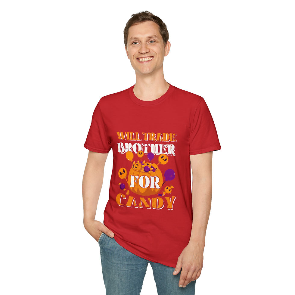 Thumbnail: Will Trade Brother For Candy Adult Unisex Short Sleeve Halloween Shirt/ T-Shirt 