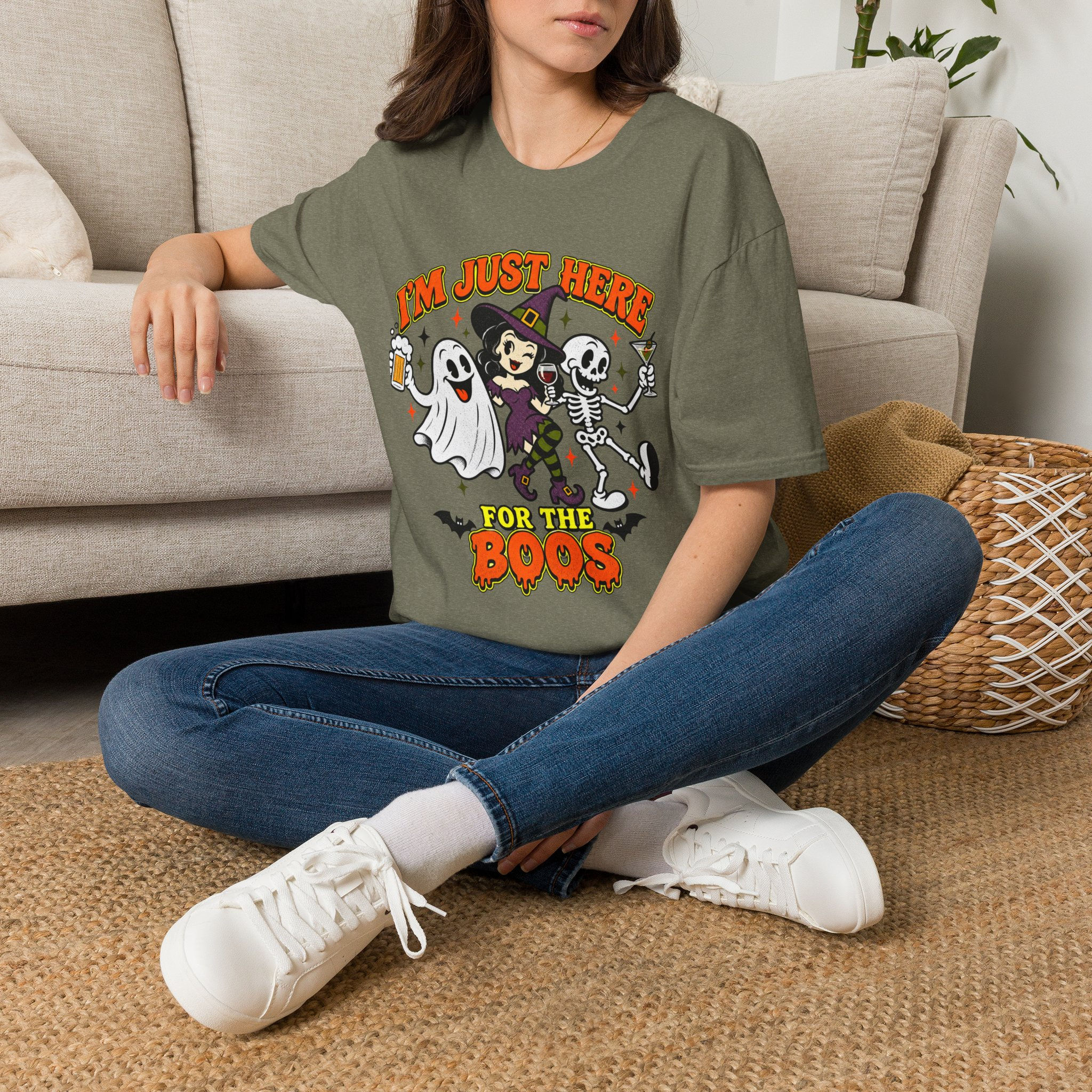 I'm Just Here for the Boos Adult Unisex Short Sleeve Halloween T-Shirt