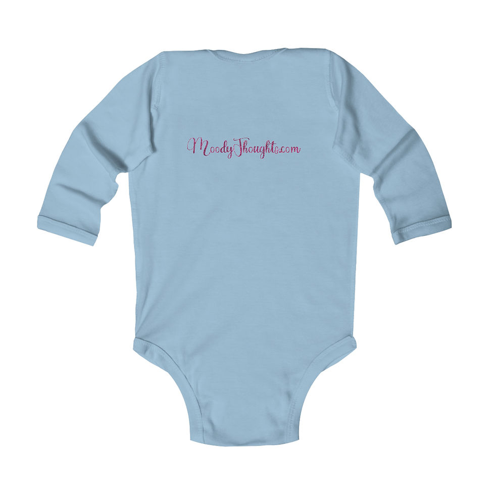 Thumbnail: Light Blue Happy Valentine's Day Pink Heart Infant Baby Unisex Bodysuit/ Onesie Personalize the Back with Name.