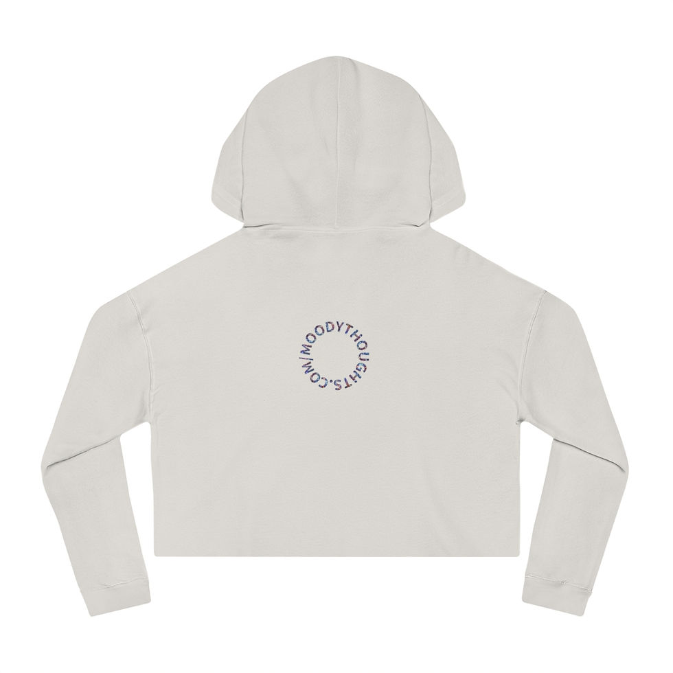 Thumbnail: Bone Ivory Get Lucky Women's Cropped Hooded Sweatshirt/ Hoodie the Back has MoodyThoughts.com