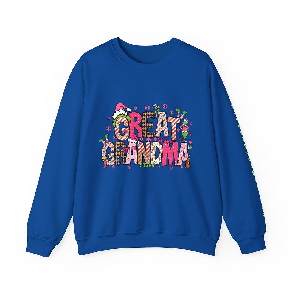 Thumbnail: Great Grandma Grinch Adult Christmas Sweatshirt Personalize Name 1-12 More Color