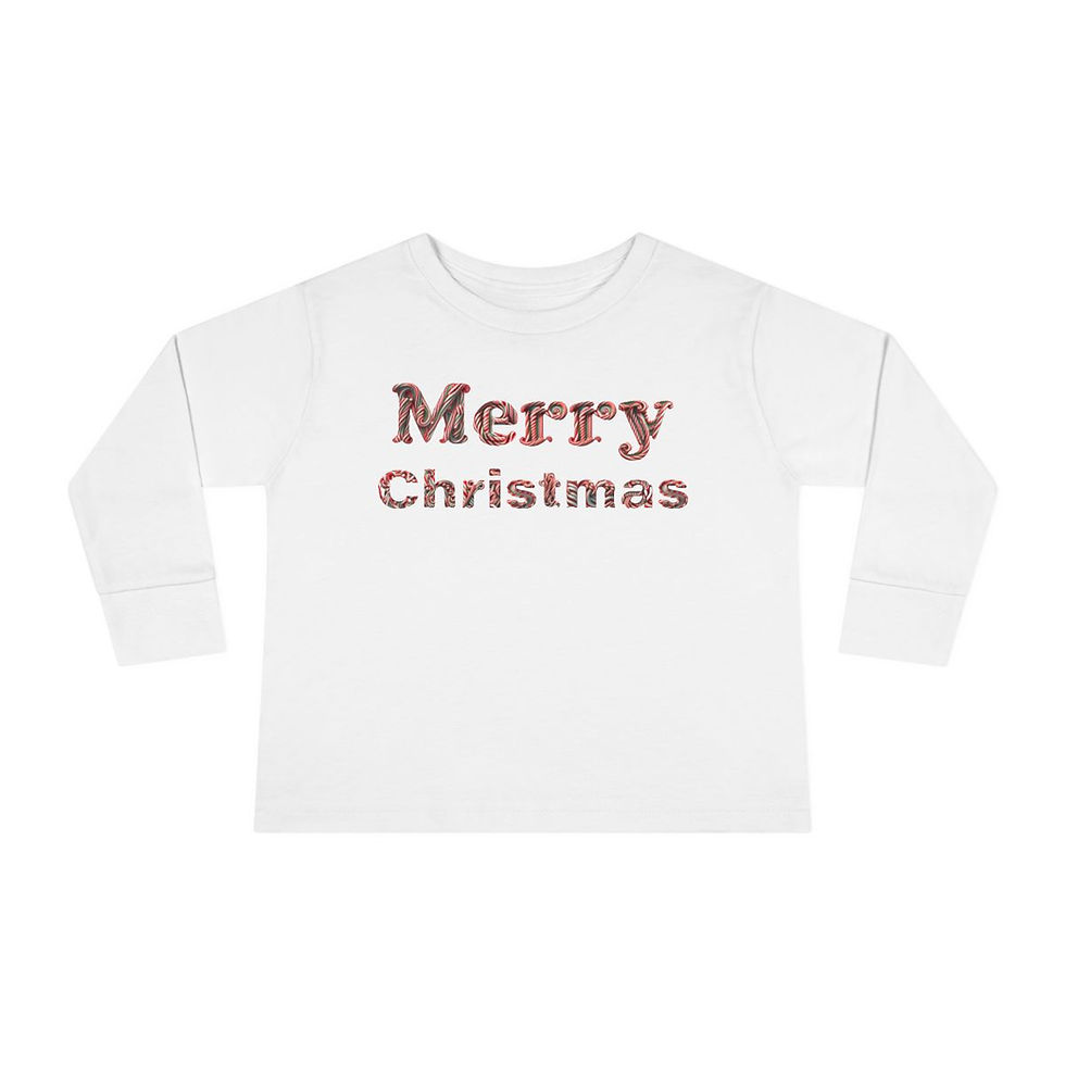 Thumbnail: Merry Christmas w/ Candy Cane Design Toddler Christmas Shirt/ Christmas T-shirt