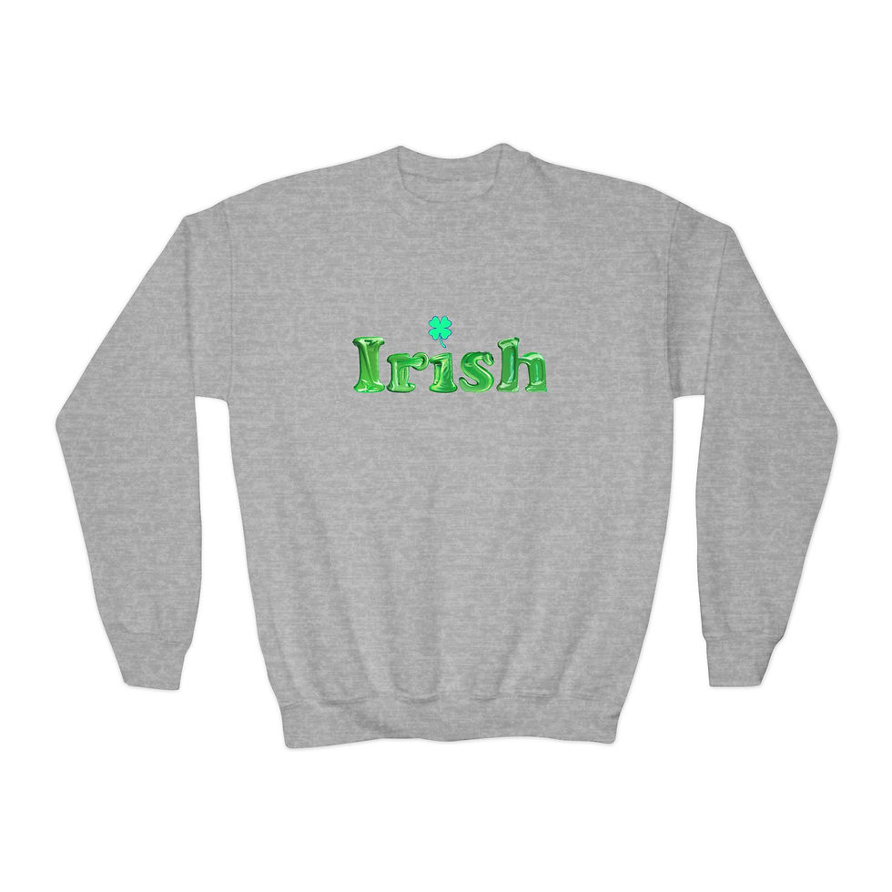 Thumbnail: Irish Shamrock with Green Letters Youth Kid's Unisex Sweatshirt Matching Family