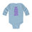 Thumbnail: Light Blue One Boob Away From Happy Infant Baby Unisex Long Sleeve Bodysuit/ Onesie with Purple and Green Letters