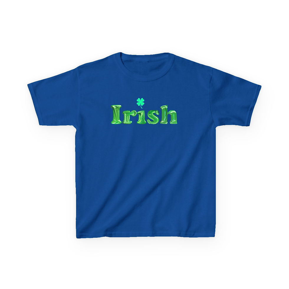 Thumbnail: Irish Shamrock with Green Letters Youth Kids Cotton Short Sleeve Shirt/ Tee