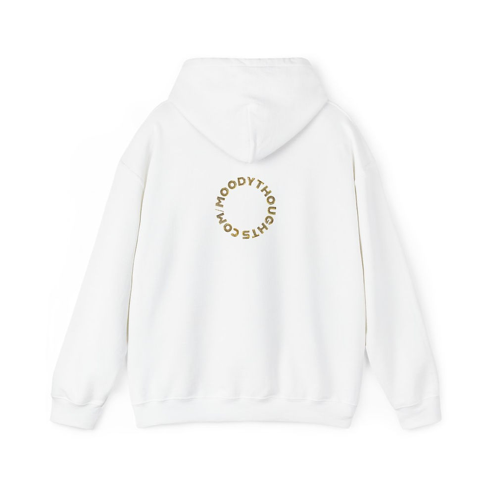 Thumbnail: White BTC Bot (Bitcoin Bot) Adult Unisex Hooded Sweatshirt/ Hoodie the Back has MoodyThoughts.com