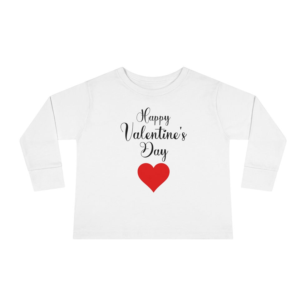 Thumbnail: White Happy Valentine's Day Red Heart Toddler Unisex Shirt/ Tee/ T-shirt with a Black Font Style.