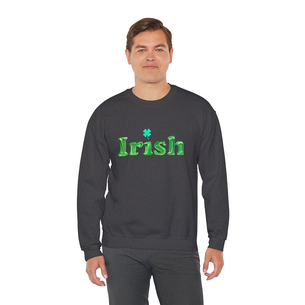 Thumbnail: Irish Shamrock with Green Letters Adult Unisex Crewneck Sweatshirt 