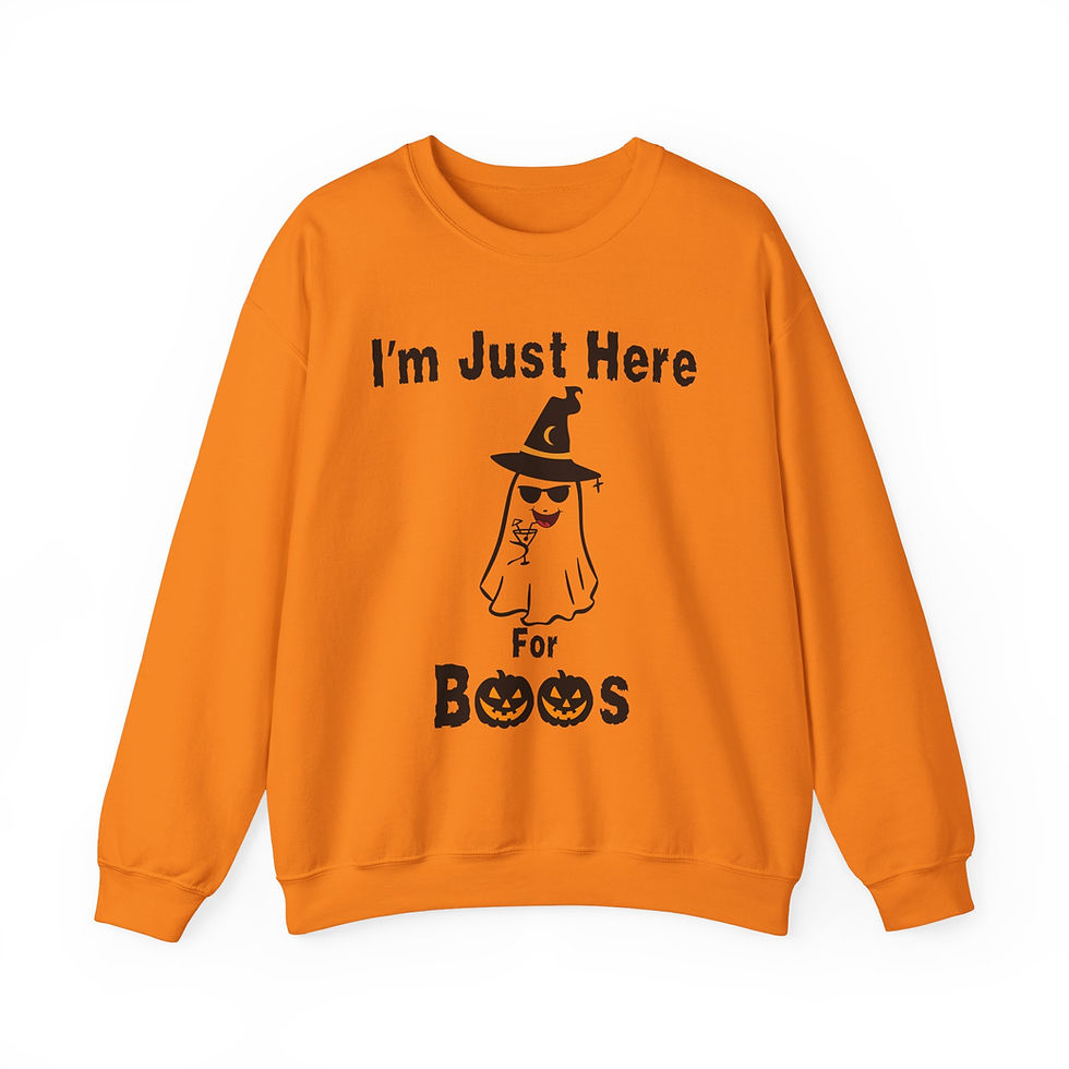 Thumbnail: I'm Just Here for Boos Adult Unisex Long Sleeve Halloween Crewneck Sweatshirt