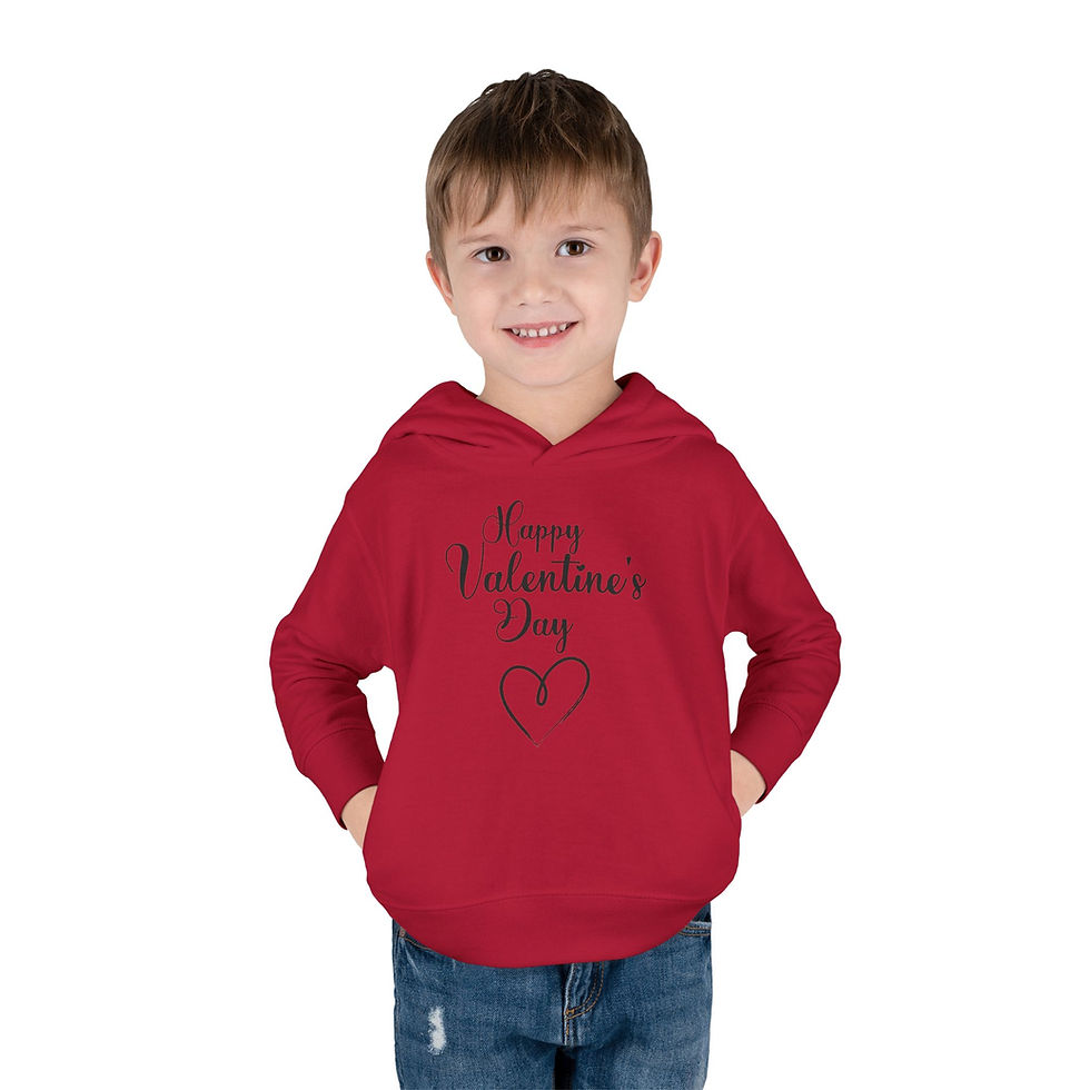 Thumbnail: Happy Valentine's Day with Black Heart Toddler Unisex Pullover Fleece Hoodie