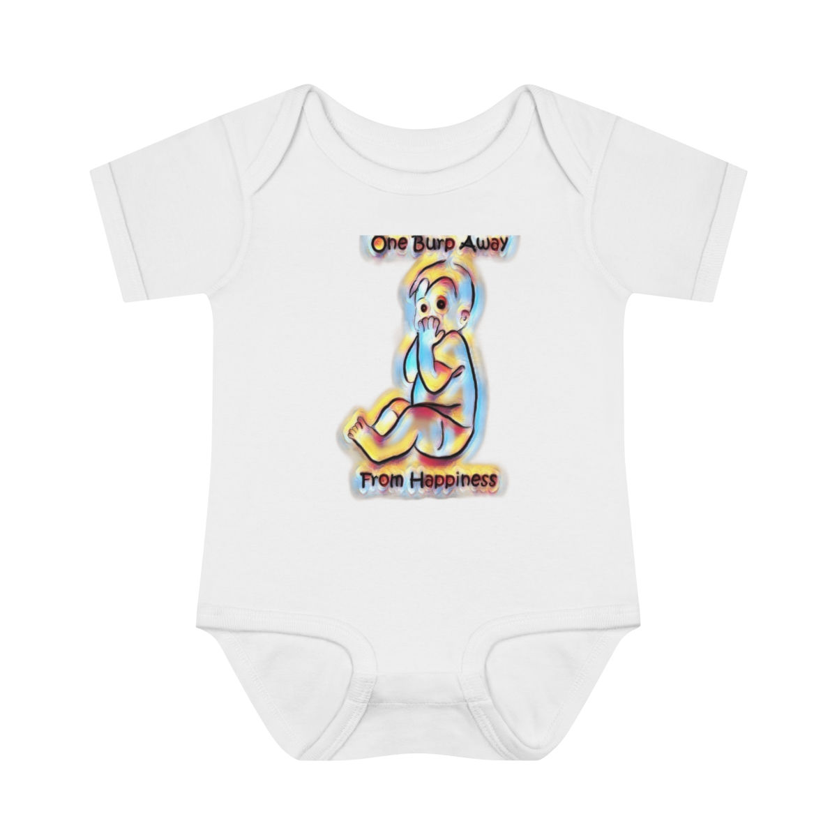 Graphic One Burp Away From Happiness 100% Cotton Infant Baby Onesie 