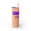 Thumbnail: Glitter Blush Peach She-E-O energy Purple & Pink Fonts Skinny Tumbler with Straw 20oz has Lightning Bolt Graphic