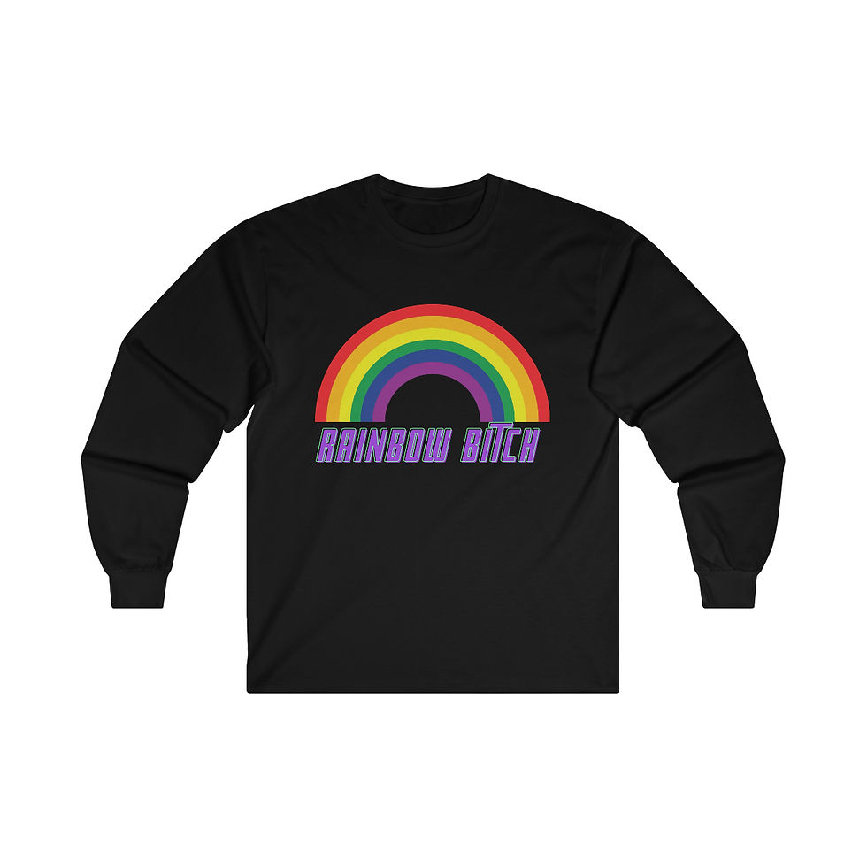 Thumbnail: Black Get lots of extra style points with our Rainbow Bitch Adult Unisex Long Sleeve Shirt/ T-shirt/ Tee Vibrant Rainbow