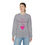 Thumbnail: Sport Grey Happy Valentine's Day Pink Heart Adult Unisex Crewneck Sweatshirt with Pink Faux Glitter Font.