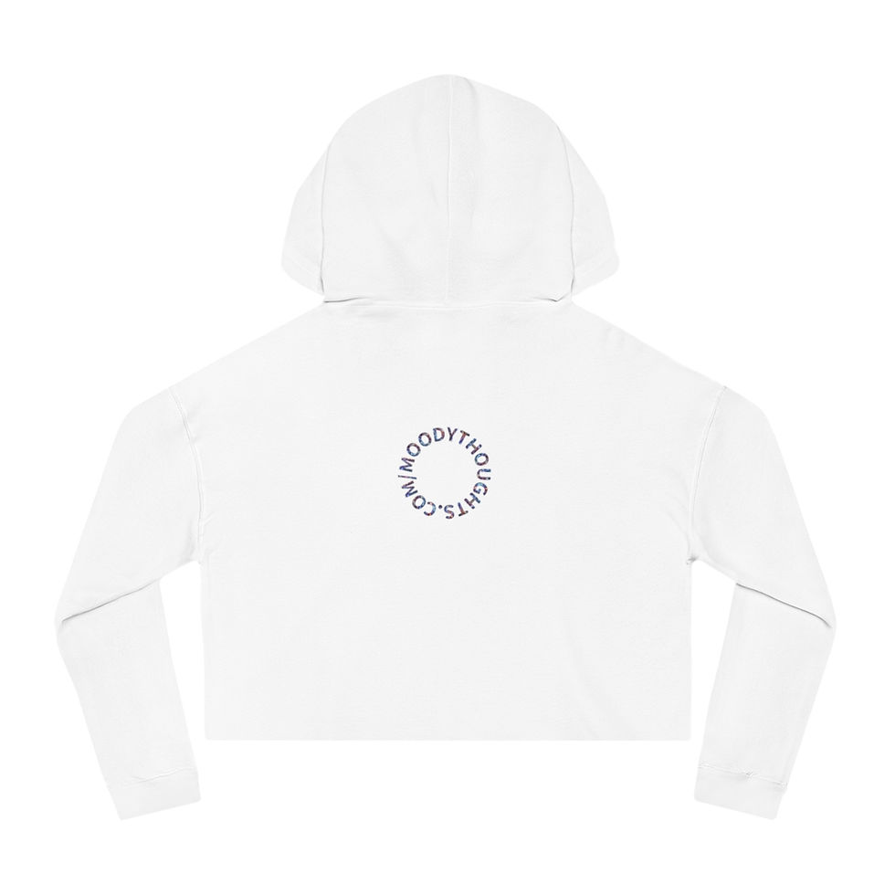 Thumbnail: White Happy Easter Bunny Basket Women's Cropped Sweatshirt/Hoodie the Back has MoodyThoughts.com
