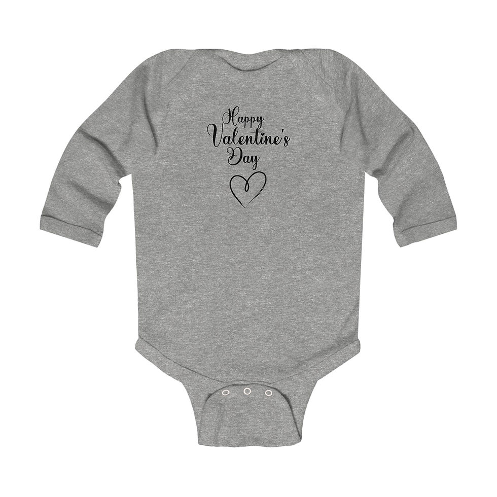 Thumbnail: Happy Valentine's Day Black Heart Infant Baby Long Sleeve Bodysuit/ Onesie 