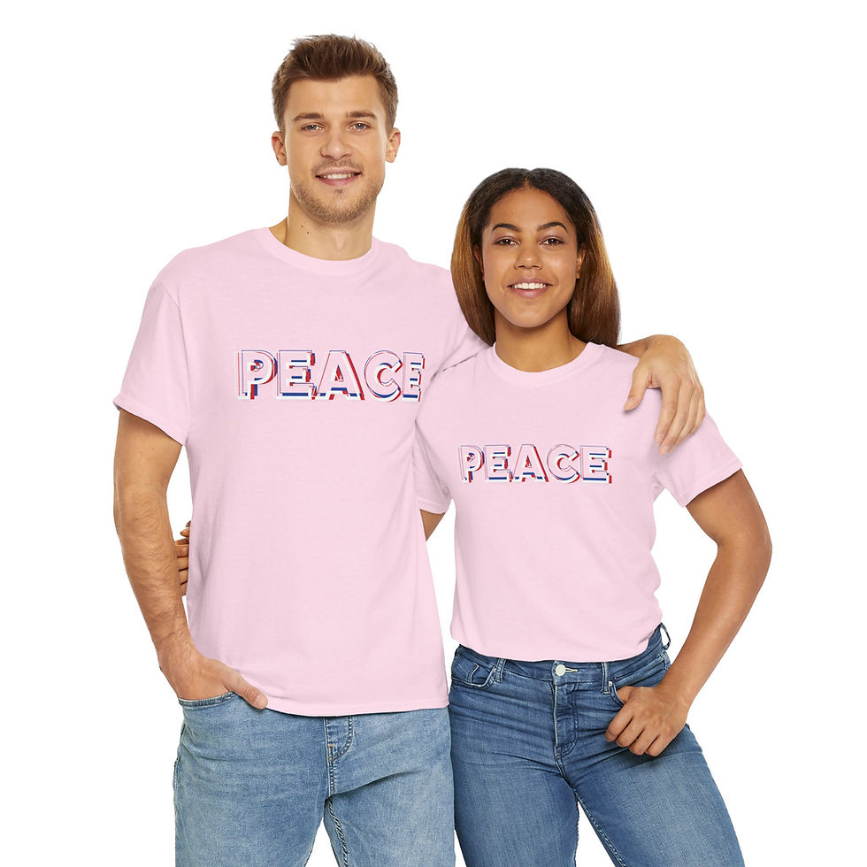 Thumbnail: Peace Adult Unisex Short Sleeve Cotton Shirt/ Tee/ T-shirt Matching Family Sizes