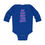 Thumbnail: Royal Blue One Burp Away From Happy Infant Baby Unisex Long Sleeve Bodysuit Onesie with Purple and Green Letters