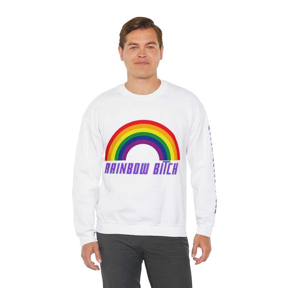 Thumbnail: White Get lots of extra style points with our Rainbow Bitch Adult Unisex Long Sleeve Sweatshirt Vibrant Rainbow