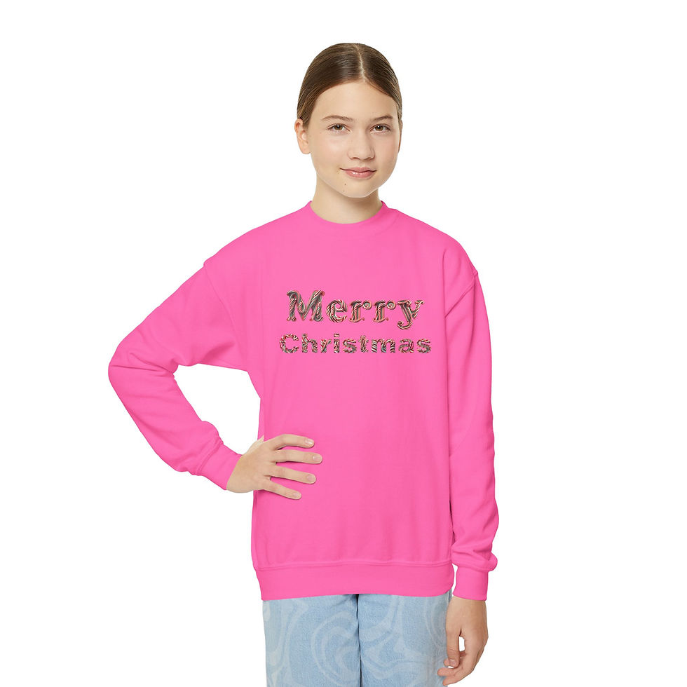 Thumbnail: Merry Christmas with Candy Cane Design Youth Kids Unisex Christmas Sweatshirt