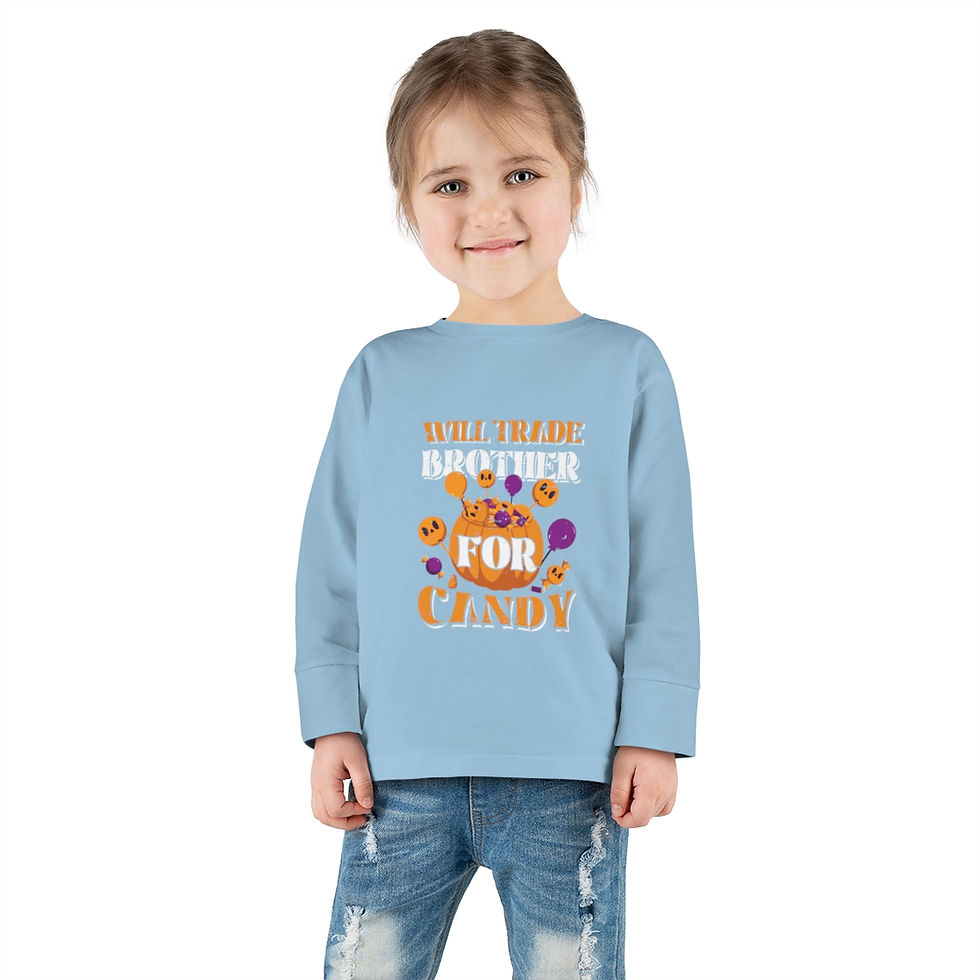 Thumbnail: Will Trade Brother For Candy Graphic Toddler Long Sleeve Tee/T-shirt More Colors