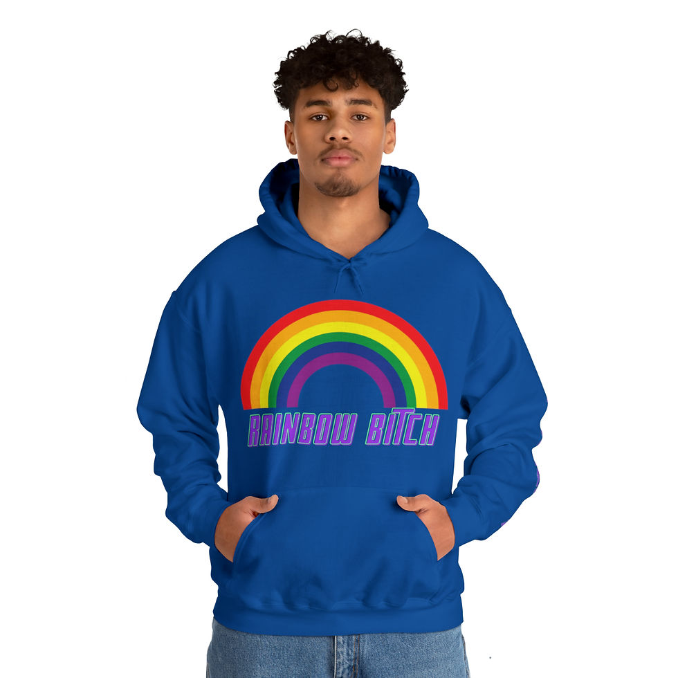 Thumbnail: Royal Blue Get lots of extra style points with our Rainbow Bitch Adult Unisex Hooded Sweatshirt/ Hoodie Vibrant Rainbow