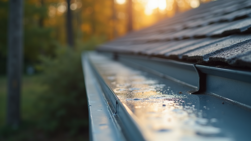 Close-up view of a clean gutter with a protective guard
