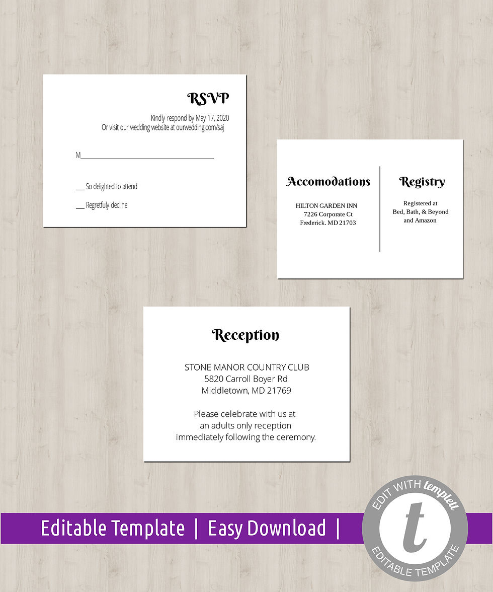 Wedding Inserts