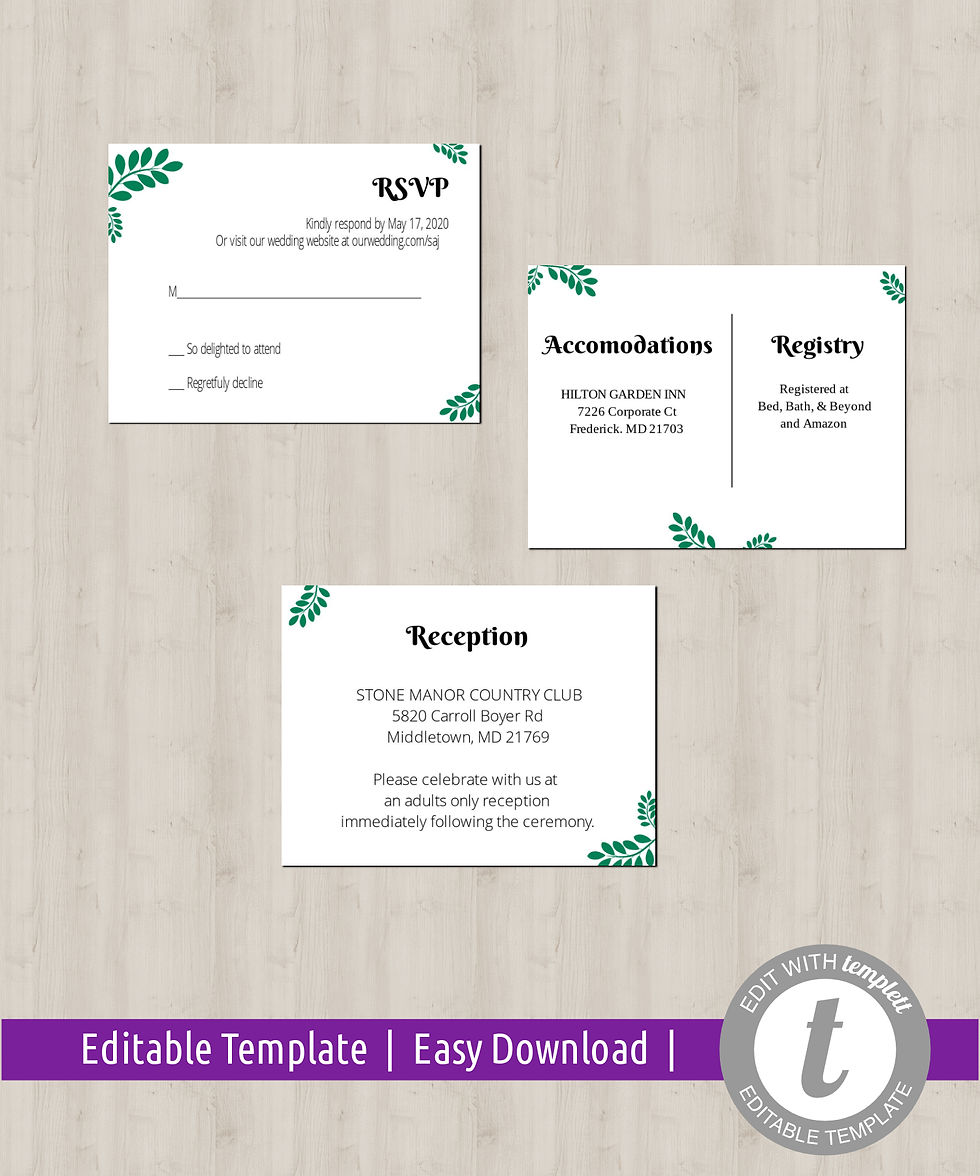Wedding Inserts