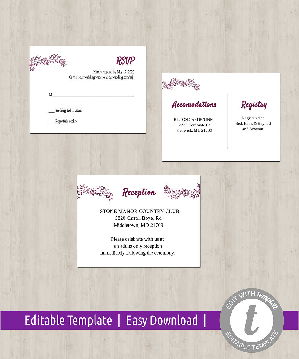 Wedding Inserts