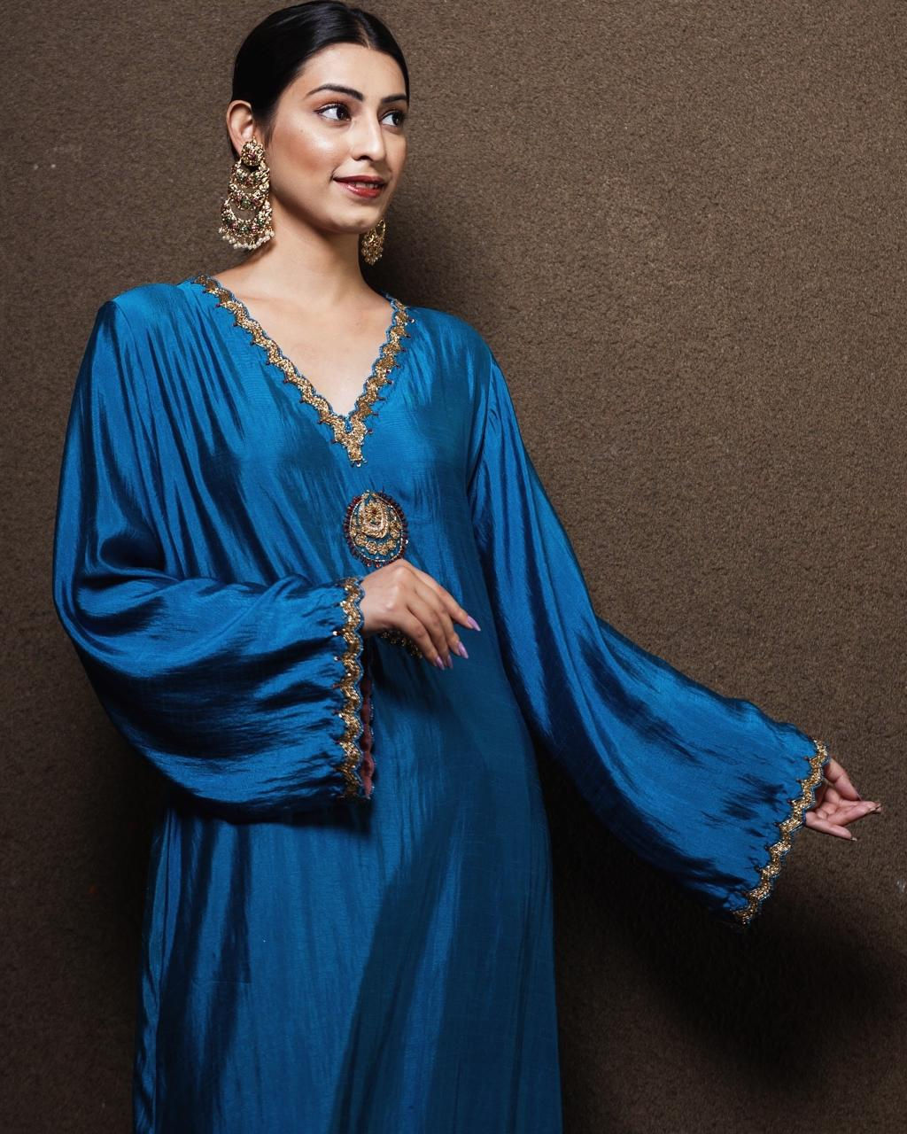 Blue Noor collection hand embroiled kurta