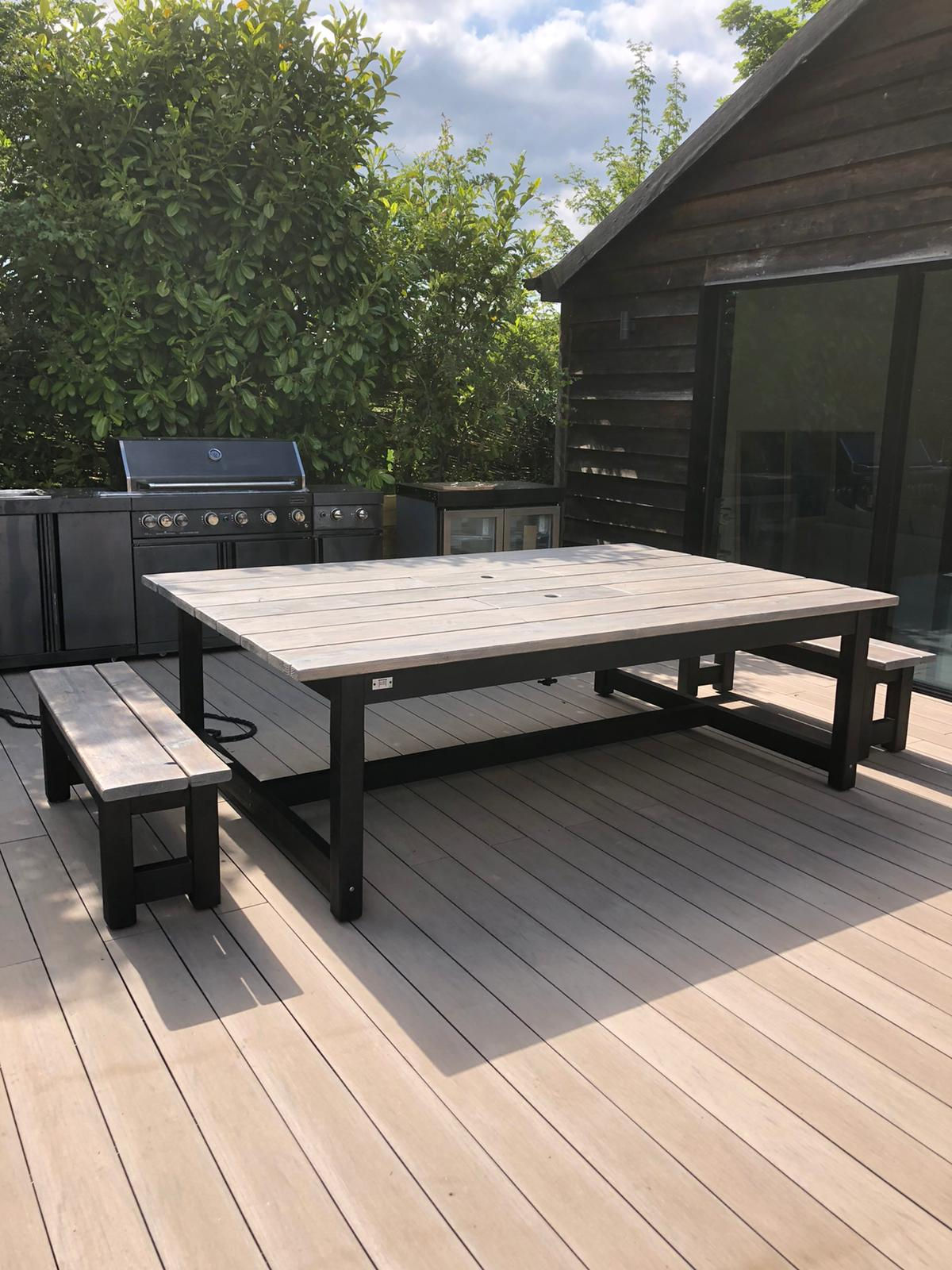 Off-The-Shelf Prosecco Refectory Patio Table & 2 End Benches